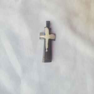 Antique Cross Pendant French Mother-of-Pearl/Bone Corpus
